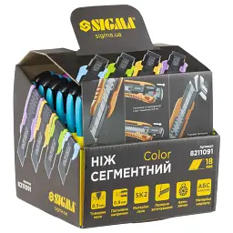 Ніж сегментний лезо 18 мм корпус ABS автоматичний замок Color (посилений) Sigma (8211091) - мініатюра 7