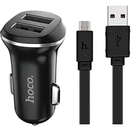 Автомобільний зарядний пристрій Hoco Z1 Car Charger 2USB 2.1A Black [38274] - мініатюра 2