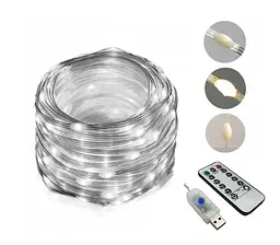 Вулична світлодіодна гірлянда стрічка 200 LED USB з пультом дистанційного керування великі краплі 20 метрів білий 8 режимів