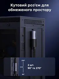 HDMI-перехідники UGREEN HD189 2.1 кутові 90°/270° 8K 60 Гц 2 шт. сірі (85632) - мініатюра 4
