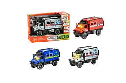 Іграшкова машинка Швидка допомога вантажівка світлозвукові ефекти Driving Ambulance 9895-4C, 4 види мікс, в коробці 14,8 х5, 9х9, 8 см