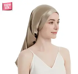 Шовкова шапочка для сну MaryuPHair з 100% натурального шовку для захисту волосся (бежевий)
