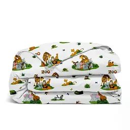 Дитяча постільна білизна в ліжечко ZOO ANIMALS CS8, зелений (AnimalsZooRestLawn_Mustard110x160_140) - мініатюра 4