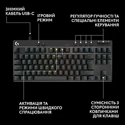 Клавіатура Logitech G PRO X TKL RAPID Gaming (L920-013233) Black (920-013233) - мініатюра 7