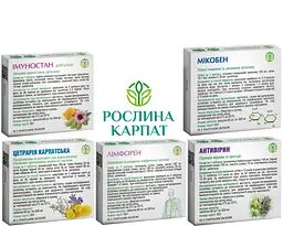 Комплексна програма при застуді, ГРЗ, ГРВІ, Антивірин, Імуностан, Цетрарія Карпатська, Мікобен, Лімфорен,"Рослина Карпат" - мініатюра 3