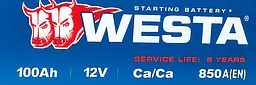 Автомобільний акумулятор WESTA 100 Ah / 850 A Premium L (1) (+/-) (353x175x190) WPR101 - мініатюра 3