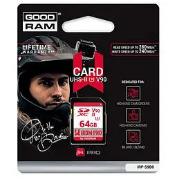 Карта пам'яті GoodRam Memory card Secure Digital 64Gb IRDM PRO SDXC V90 UHS-II U3 Retail (IRP-S9B0-0640R11) - мініатюра 2