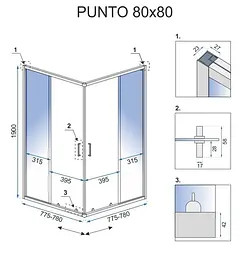 Душова кабіна Rea Punto 80x80 REA-K0863, Хром, Універсальна, прозорий - мініатюра 7