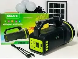Ліхтар із сонячною батареєю GDLite GD-2000A 10W + Power Bank + 3 лампи + FM + Bluetooth + microUSB (2 режими) - мініатюра 5
