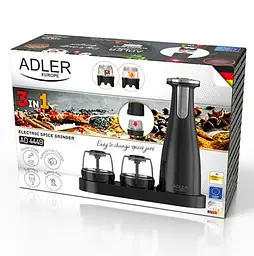 Набір з 3 млинів для спецій солі та перцю Adler AD 4449 на USB black - мініатюра 7