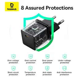Зарядний пристрій Baseus Palm Fast Charger 1C 20W + Cable 1.0m Type-C 60W black (P10111602113-01) - мініатюра 11