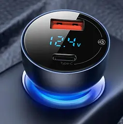 АЗУ Baseus Particular Digital Display QC+PPS Dual Quick Charger Car Charger 65W Dark Gray - мініатюра 3