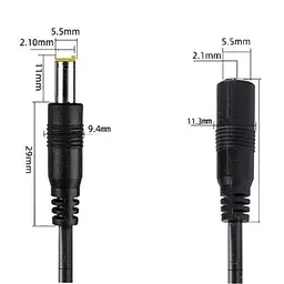 Кабель подовжувач 1м для ip-камери, роутера, медіаконвертера, безперебійника 1 метр 12В DC12V Power Extension Cable 5.5*2.1мм тато-мама (білий) - мініатюра 5