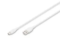 Кабель Digitus USB-A > USB-C заряджання/синхронізації, USB 2.0, 60W, силіконовий, 1м, білий teh0013664 - мініатюра 2