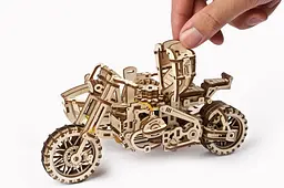Механічний 3D Пазл Ukrainian Gears Мотоцикл Scrambler UGR-10, з коляскою, 380 елементів (70137) - мініатюра 8