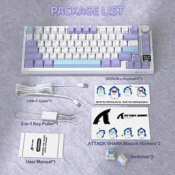 Клавіатура Attack Shark X820 Ultra RGB Linear Gift Switch Wireless (AS-6972792471273-L-UA) Lavender (G-000003584) - мініатюра 3