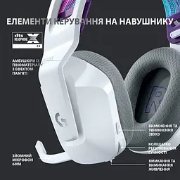 Навушники бездротові Logitech G733 Lightspeed Wireless RGB підсвітка (981-000883) білі - мініатюра 9