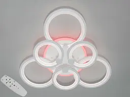 Стельова LED-люстра Diasha D8022/3+3WH з кільцевими елементами, 3 кольори світла - мініатюра 2