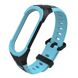 Силіконовий ремінець Primo Mijobs Perfor Classic для фітнес браслета Xiaomi Mi Smart Band 5 Black-Blue - мініатюра 2