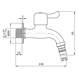 Кран для поливу Kroner KRP Edelstahl Klassisch - ESG099 1/2'' ЗР (CV022964) - мініатюра 3
