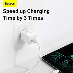 Мережевий зарядний пристрій Baseus Super Si Quick Charger 1C 25W White (CCSP020102) [78688] - мініатюра 6