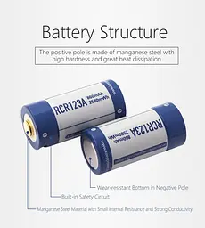 Акумулятор Keeppower 16340 RCR123A Li-ion 3.0 В 860 mAh з microUSB (Синій з білим) - мініатюра 4