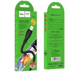 Кабель Hoco X61 Ultimate silicone charging data cable for Lightning Black - мініатюра 2