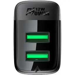 Зарядний пристрій 2xUSB 12W (2xUSB-A) A86 Чорний Acefast - мініатюра 5