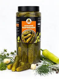 Корнішони квашені бочкові 1.5 л (без цукру та консервантів)