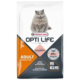 Сухий суперпреміум корм Opti Life Sensitive Опті Лайф Сенситив беззерновий для котів, Лосось 7.5 кг (413227)