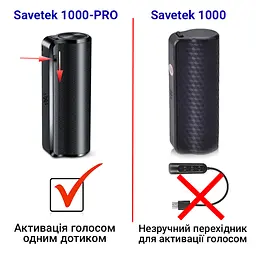 Міні диктофон з голосовою активацією записи Savetek 1000 PRO (GS-R59N), 16 Гб пам'яті (вдосконалена версія) (100538pro) - мініатюра 4