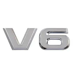 Емблема напис V 6 90х32 мм Хром роздільний на скотчі метал.
