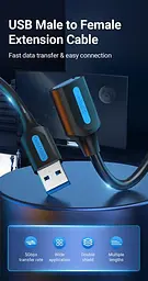 Кабель Vention USB 3.0 - OTG USB3.0 0.5 м Black (CBHBD) - мініатюра 2