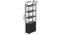 Етажерка 4/60 Серії Конект з тумбою 179x60x28 Чорний ДСП Сосна Кембра FRD-104486 - мініатюра 3