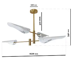 Люстра стельова Levistella 761V1019-4 WH, E14, 4 плафона, бронза, білий, сучасний стиль - мініатюра 3