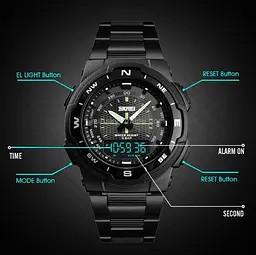 Чоловічий наручний годинник Skmei Marshal Black VIP - мініатюра 4