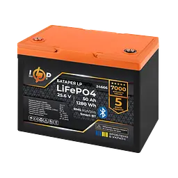 Акумулятор LP LiFePO4 25,6V - 50 Ah (1280Wh) (BMS 80A/50А) пластик Smart BT - мініатюра 2