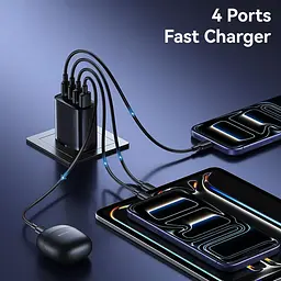 Мережевий зарядний пристрій Usams T70 2хUSB-A + 2хUSB-С 40W Black (CC330TC01) [164376] - мініатюра 7