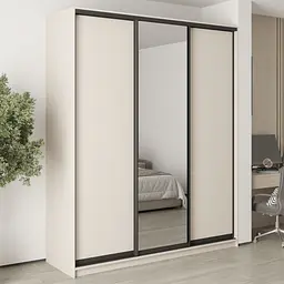 Шафа-купе тридверна MebelStar Стандарт BG 2ДСП/Дзеркало 200x45x240 см Кашемір (MBS-8690)