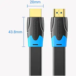 Кабель HDMI M - M, 10.0м, Vention, V2.0, 4K 60Гц, PVC Flat Design, Black - мініатюра 2