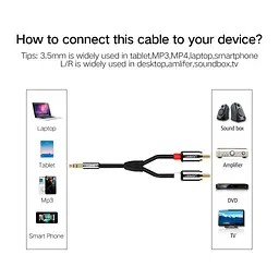 Кабель мультимедійний 3.5mm M to 2xRCA M 5.0m AV116 black Ugreen (10591) - мініатюра 7