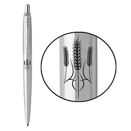 Ручка кулькова Parker JOTTER 17 UKRAINE SS CT BP Тризуб із колосків (16132_T059b)