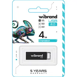 USB флеш накопичувач Wibrand 4GB Chameleon Black USB 2.0 (WI2.0/CH4U6B) - мініатюра 2