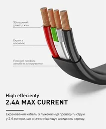 Кабель Luxe Cube Flat USB-Lightning, 1м, чорний (2231252964019) - мініатюра 3