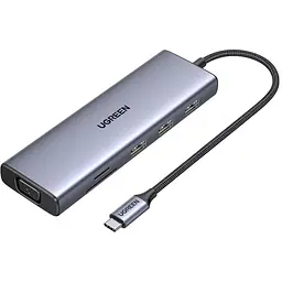 Концентратор Ugreen USB3.1 Type-C to HDMI60Hz/VGA/USB 3.0х3/RJ45/SD/TF/PD 100W 9-in-1 CM498 (15600)