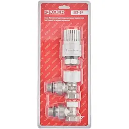 Комплект для підключення радіатора Koer 1/2" кутовий з термоголовкою SET-29 KR5716