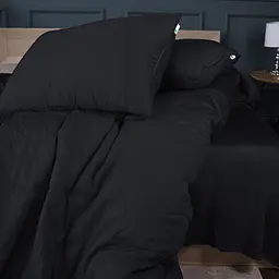 Літній постільний комплект MirSon Line Satin Light Pro Black Thinsulate Сімейний (2200010973822) - мініатюра 4