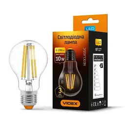 Лампочка Videx Filament A60F 10W E27 4100K 220V (VL-A60F-10274) - мініатюра 2