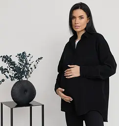 Сорочка вельветова для вагітних і годуючих мам Varna L-XL Lullababe розмір Чорний