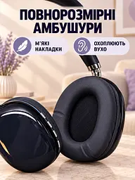 Bluetooth-навушники бездротові накладні з мікрофоном для телефона та комп’ютера, AUX 3.5 мм, USB Type-C, чорні (49676323) - мініатюра 4
